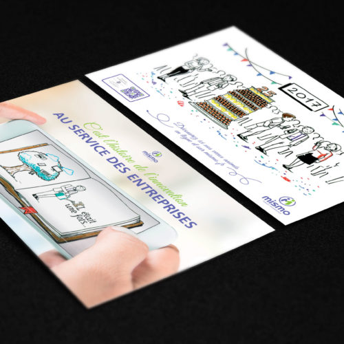 Carte de voeux 2 volets pour Mismo avec Videotelling