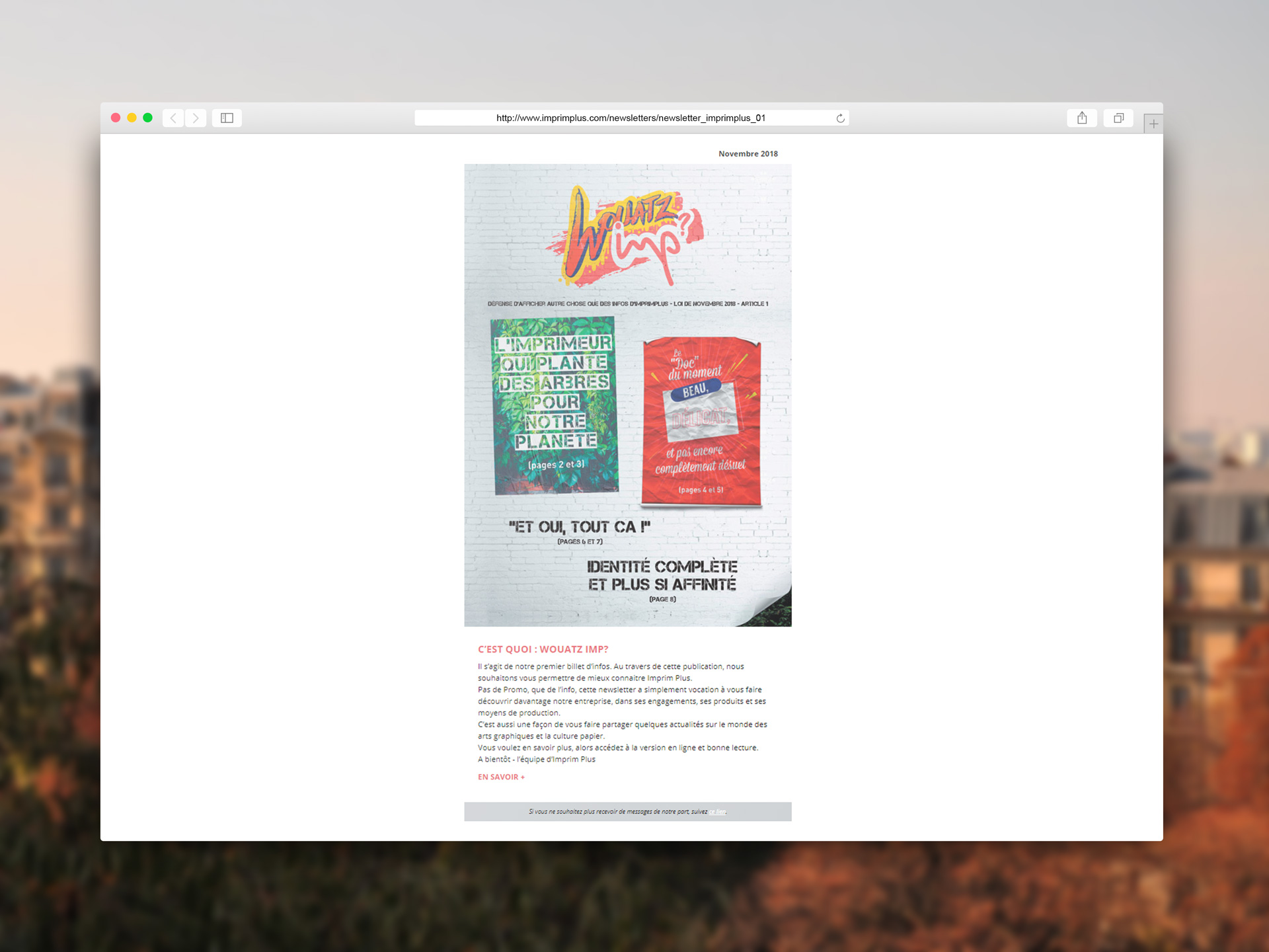 Conception newsletter HTML Wouatz Imp pour Imprim Plus