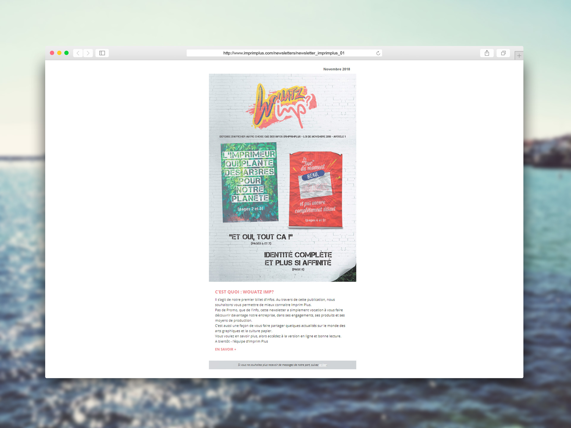 Conception newsletter HTML Wouatz Imp pour Imprim Plus