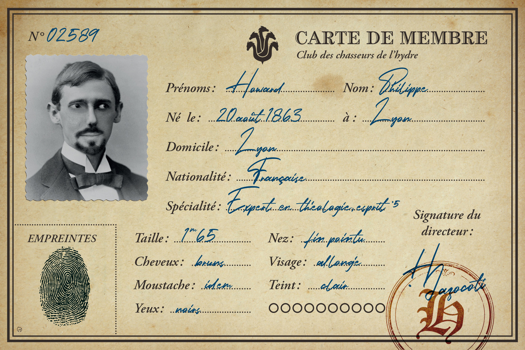 Premier rôle - carte de personnage - Howard Philippe