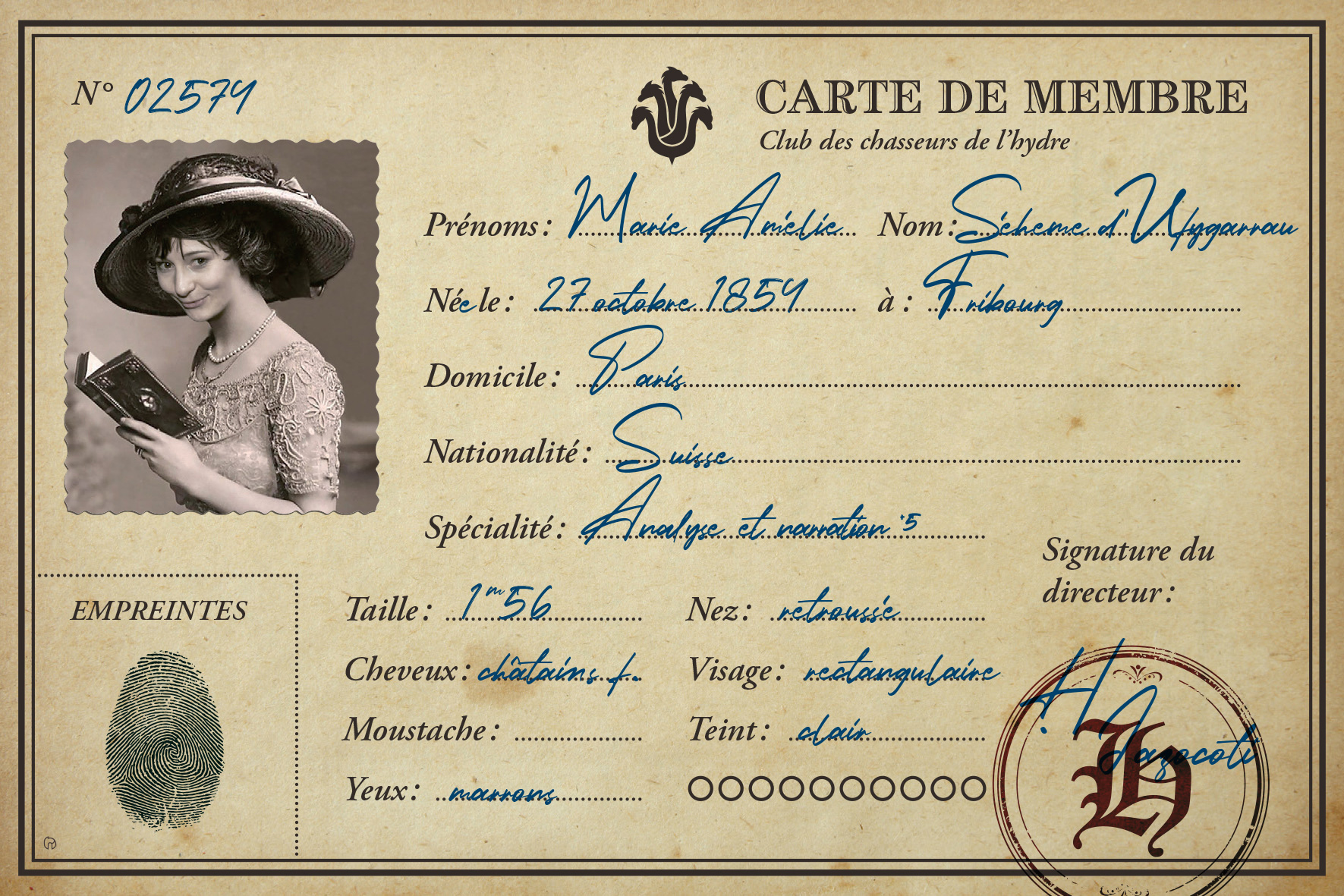 Premier rôle - carte de personnage - Marie Amélie