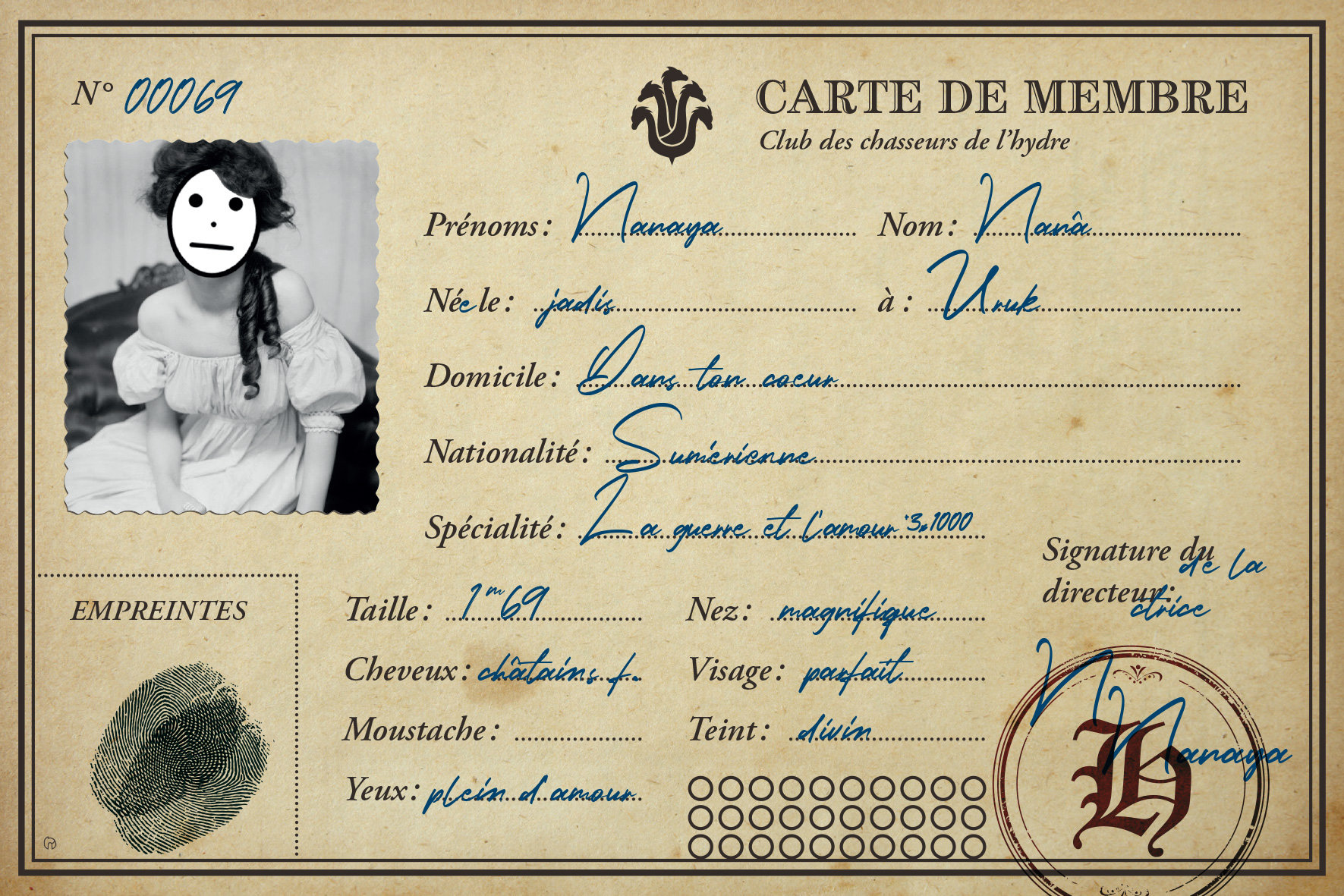 Premier rôle - carte de personnage non joueur - Nanaya