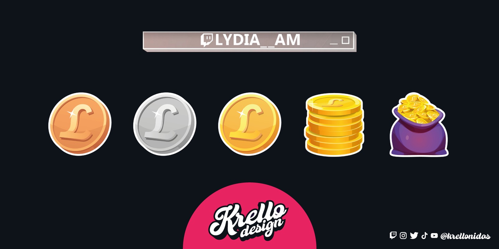 Badges d'abonnement Twitch pour la chaîne de Lydia