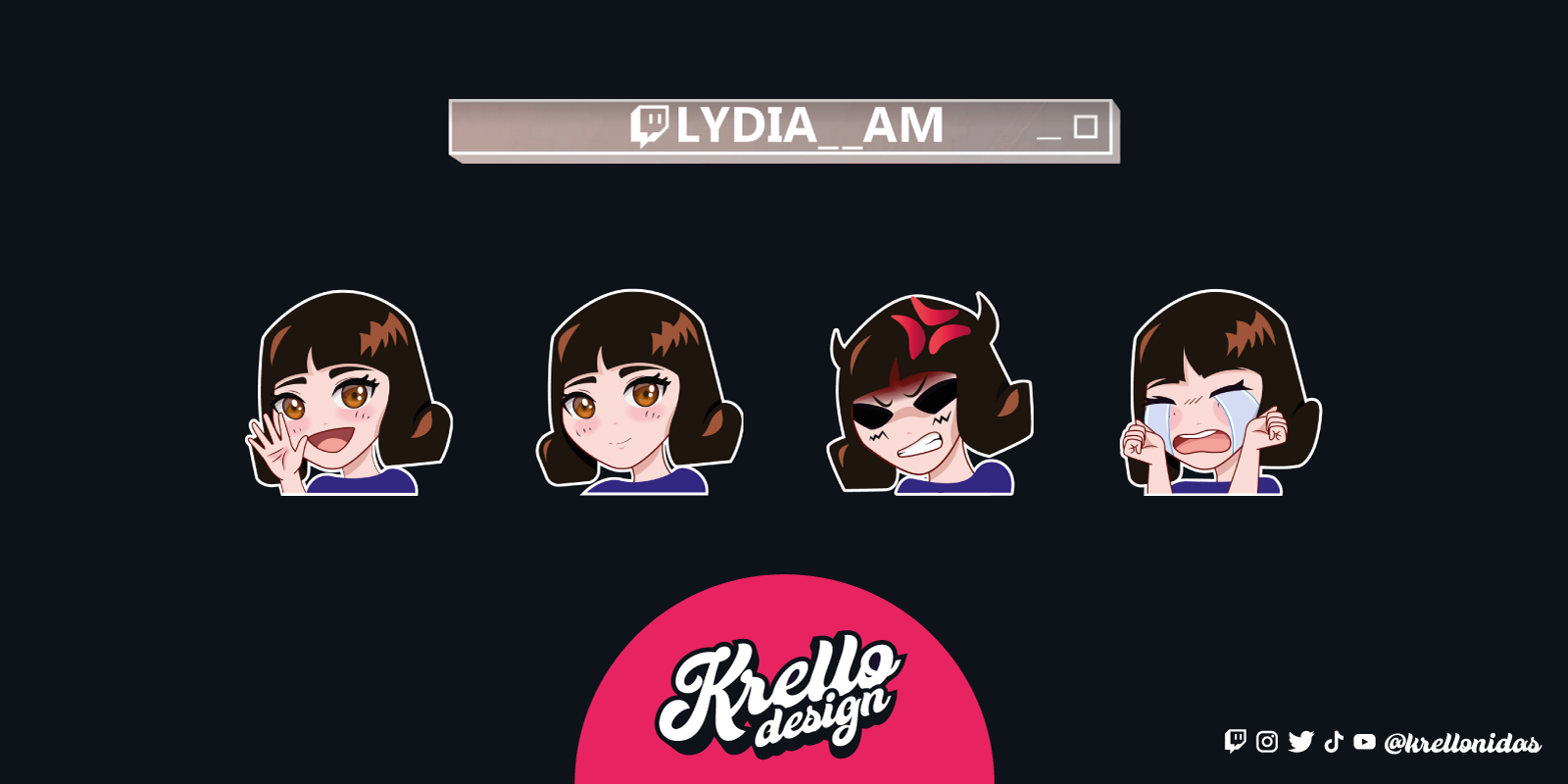 Emotes Twitch pour la chaîne de Lydia